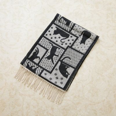 ＜Rose Tiara (Women/大きいサイズ)＞【日本製／発熱／保温／静電防止　】パッチワークねこマフラー（８２１６６５０２）