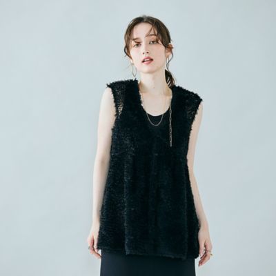 Rose Tiara (Women/大きいサイズ)/ローズティアラ(大きいサイズ) チュール刺繍レイヤードジレ(83004501) クロ 衣料品【三越伊勢丹/公式】