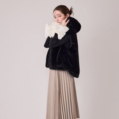 モデル美香着用】ミンクファーフード付きベスト（83005602
