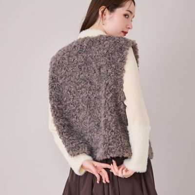 大きいサイズ❤️XL リバーシブル　ローズティアラ　ダウンベスト　ボア　ファー Vネックファーベスト（83005603） | Rose Tiara (Women