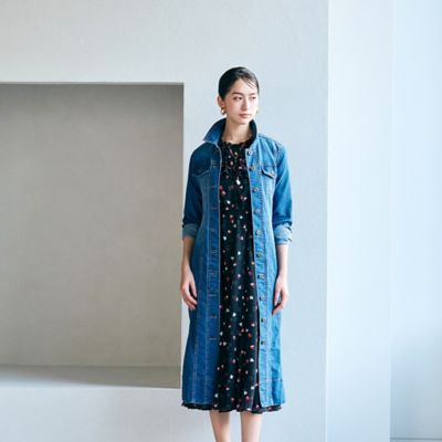 美品✨ローズティアラ　大きいサイズ　花柄デニムワンピース　金ボタン　42 楽天市場】フラワーモチーフソフトデニムワンピース／ローズ