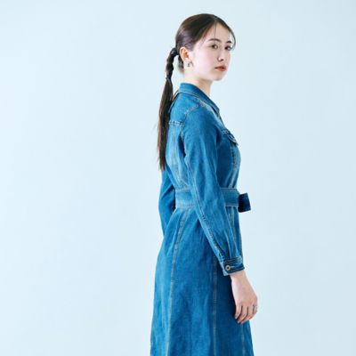 ローズティアラ　水色デニムワンピース　コサージュ&ベルト付き　サイズ46 37cb003-13137-01b.jpg
