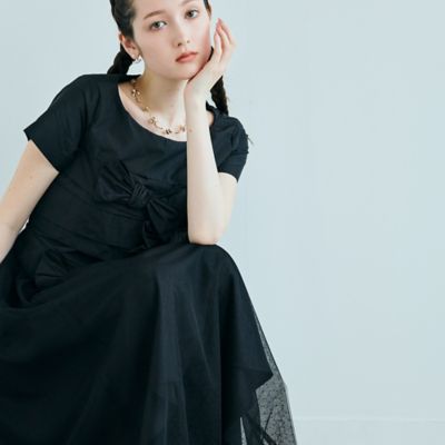 ＜Rose Tiara (Women/大きいサイズ)＞タフタリボンチュールドッキングワンピース（８３０１１６０１）