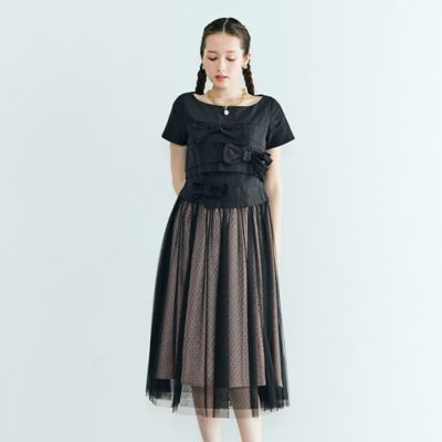 タフタリボンチュールドッキングワンピース（83011601