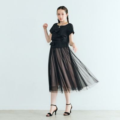 タフタリボンチュールドッキングワンピース（83011601