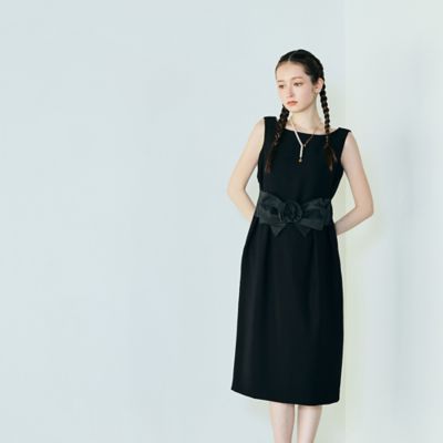 ＜Rose Tiara (Women/大きいサイズ)＞フラワーリボンウエストノースリーブワンピース（８３０１１６０２）