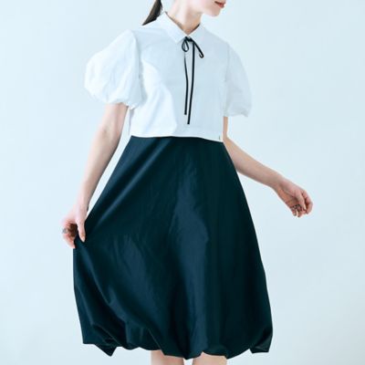 異素材使いバルーンワンピース（８３０１２５０５）