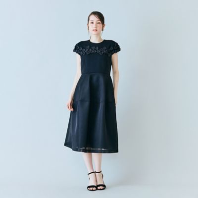 現行品！リボン付ワンピース リボン付き異素材ワンピース（83012607） | Rose Tiara (Women