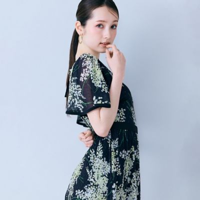 プロフ一読(^人^)・終活中秋セール美品ローズティアラ大きいサイズ46 Rose Tiara（ローズティアラ） ワンピース 「手洗いOK」ボタニカル風