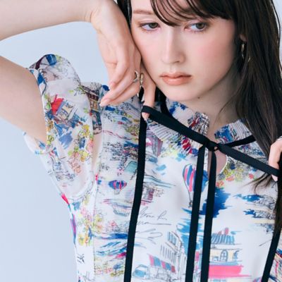 ＜Rose Tiara (Women/大きいサイズ)＞パリプリントワンピース（８３０１３６０３）