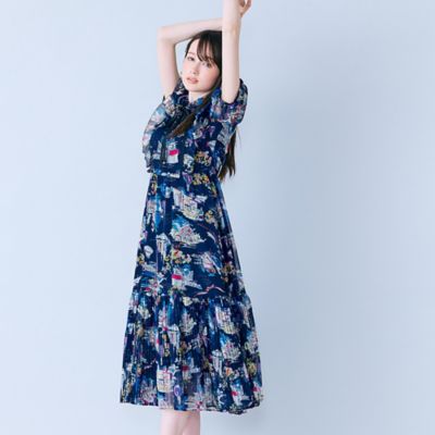 8YAROS ワンピース パリプリントワンピース（83013603） | Rose Tiara (Women