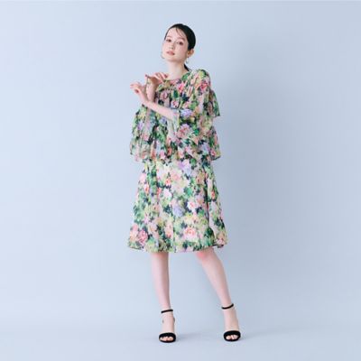＜Rose Tiara (Women/大きいサイズ)＞モザイクフラワープリントワンピース（８３０１３６０４）