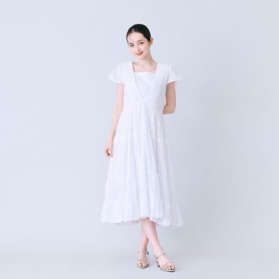 新品 UNTITLED ラメシフォンワンピース XL 大きいサイズ 上品 ピンタック綿シフォンワンピース（83013606A） | Rose Tiara