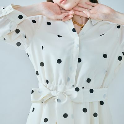 シャツ風ドットワンピース（83014505） | Rose Tiara (Women