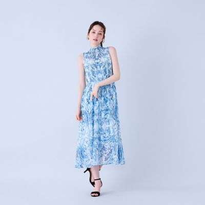 胸元ピンタック更紗プリントワンピース（83014603） | Rose