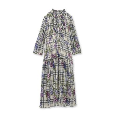 フラワーチェックプリントワンピース（83015503