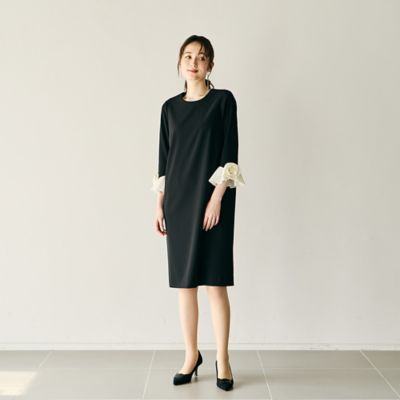 ローズティアラ　ワンピース　ノースリーブ　3XL　フラワーモチーフ　大きいサイズ フラワーモチーフ付スリーブワンピース（83015507