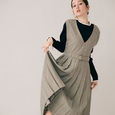 Rose Tiara (Women/大きいサイズ)/ローズティアラ(大きいサイズ) トラッド風プリーツワンピース(83016503) ベージュ ワンピース・ドレス【三越伊勢丹/公式】