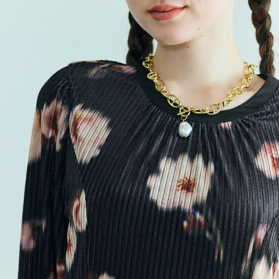 エムズグレイシー　ベロア　フラワープリントワンピース ストライプベロアフラワープリントワンピース（83016504