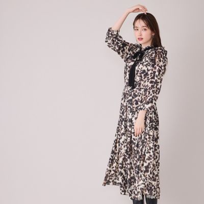 モデル美香着用】レオパードプリントラグジュアリーワンピース 