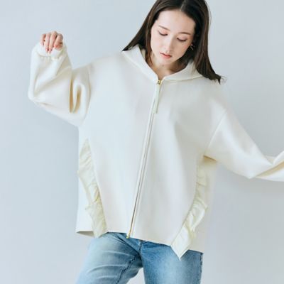 ＜Rose Tiara (Women/大きいサイズ)＞フリル付きジップアップパーカー（８３０３１６０３）