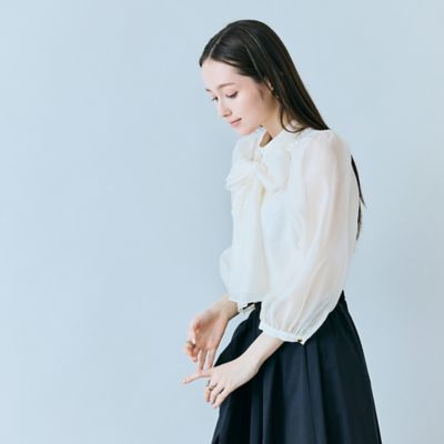 フラワーレースリボンタイ付きブラウス（83031605） | Rose