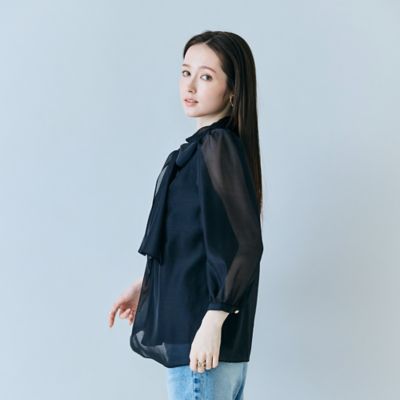 フラワーレースリボンタイ付きブラウス（83031605） | Rose