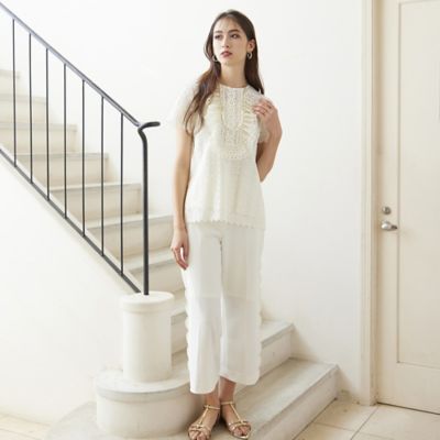 ＜Rose Tiara (Women/大きいサイズ)＞幾何レースブラウス／セットアップ対応（８３０３２４０５）