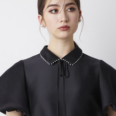 ローズティアラ ブラウス ネックレス バックリボン 袖ボリューム 美品 ゆったり Rose Tiara with M-StyleLuxeコラボアイテム | Rose Tiara