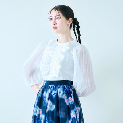 Rose Tiara (Women/大きいサイズ)/ローズティアラ(大きいサイズ) 袖シアープリーツブラウス(83032511)