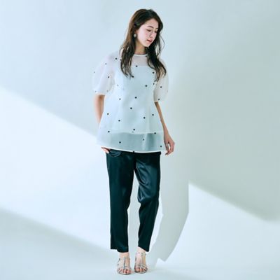 ハート刺繍メッシュブラウス（８３０３２５１６）