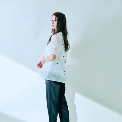 ハート刺繍メッシュブラウス（８３０３２５１６）