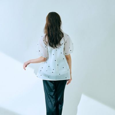 ハート刺繍メッシュブラウス（８３０３２５１６）