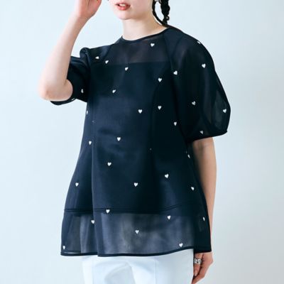 ハート刺繍メッシュブラウス（８３０３２５１６）