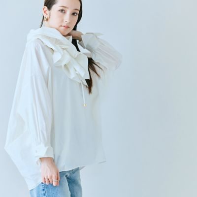 ＜Rose Tiara (Women/大きいサイズ)＞ギャザーネックレス付きオーバーシルエットブラウス（８３０３２６０２）