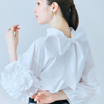 ＜Rose Tiara (Women/大きいサイズ)＞スパイラルフリルスリーブブラウス（８３０３２６０８）