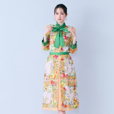 フルーツパネルプリントボウタイ付きブラウス（83032610