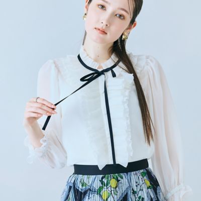 ＜Rose Tiara (Women/大きいサイズ)＞シアープリーツフリルブラウス（８３０３２６１１）