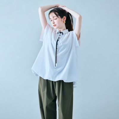 裾バルーンリボンタイ付きブラウス（８３０３３５０２）