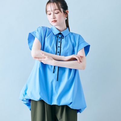 裾バルーンリボンタイ付きブラウス（８３０３３５０２）