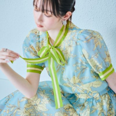 ＜Rose Tiara (Women/大きいサイズ)＞フラワー×ボーダープリントブラウス（８３０３３５１２）