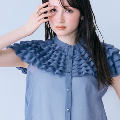 unspoken フリル ギャザー オフショルダー ブラウス ストライプ フリルギャザーショルダーブラウス（83033602） | Rose Tiara