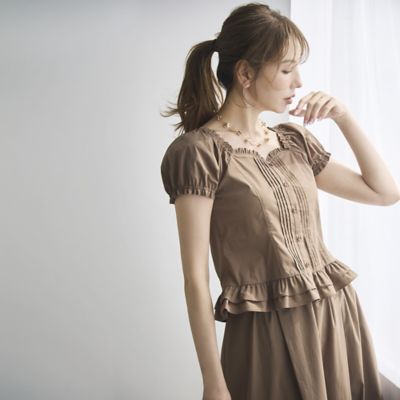 モデル美香着用】コルセット風ピンタックブラウス（83033611
