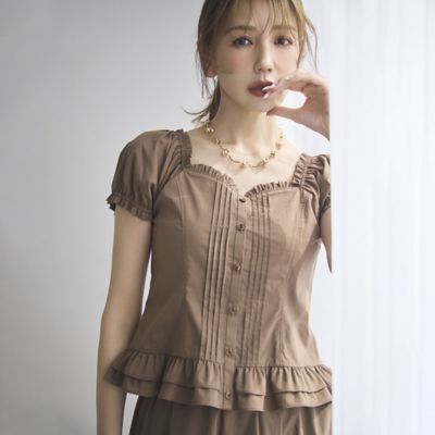 モデル美香着用】コルセット風ピンタックブラウス（83033611