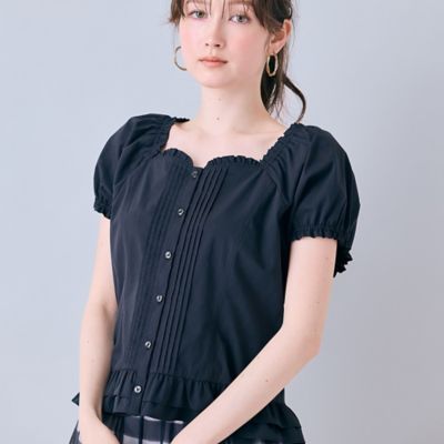 モデル美香着用】コルセット風ピンタックブラウス（83033611