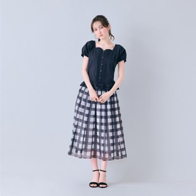 モデル美香着用】コルセット風ピンタックブラウス（83033611