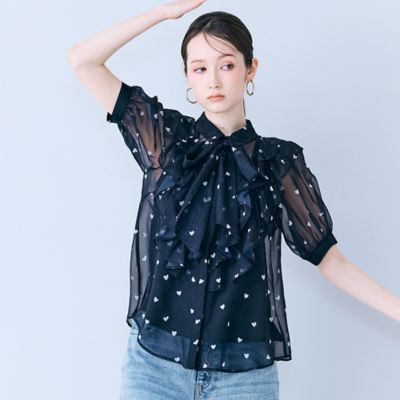 ハートプリントボウタイ付きブラウス（83033614） | Rose