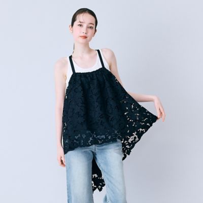 ♢ d.i.a ダイア ベアトップ 袖なし　ギャル フリル 背中 レース フラワーレースキャミソール（83033615） | Rose Tiara (Women