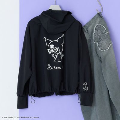 ローズティアラ ロングスプリングパーカー ブラック KUROMI】クロミ プリントラッシュガード素材パーカー