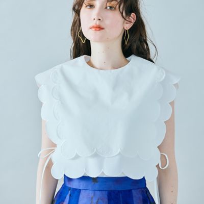 ＜Rose Tiara (Women/大きいサイズ)＞スカラップ刺繍ダブルカラーブラウス（８３０３４５０７）